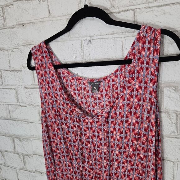 Eddie Bauer cute red and blue midi dress - Picture 3 of 15